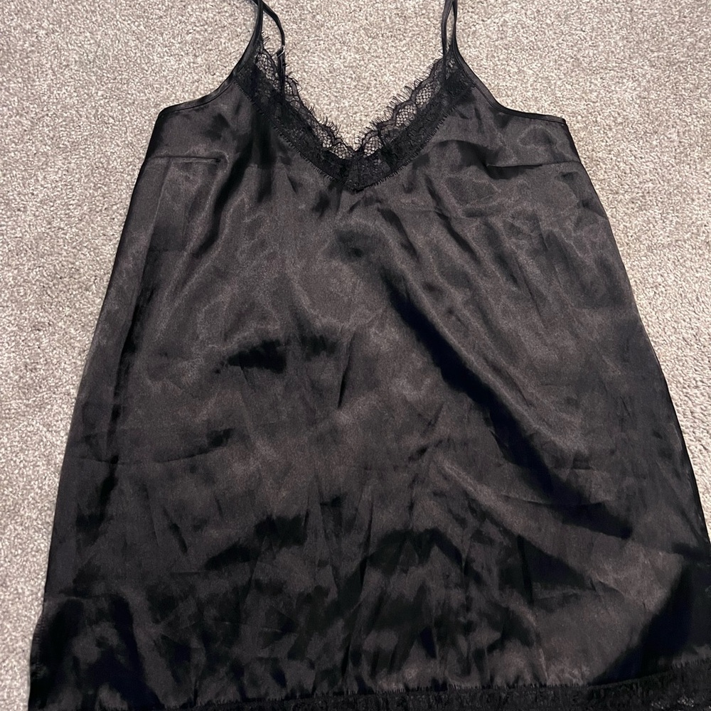 Elegant Black Lace Trim Slip Dress